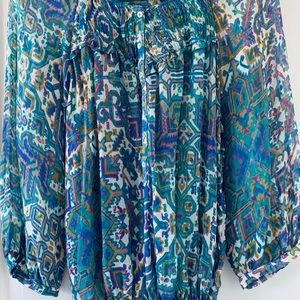 Pleated Print Blouse